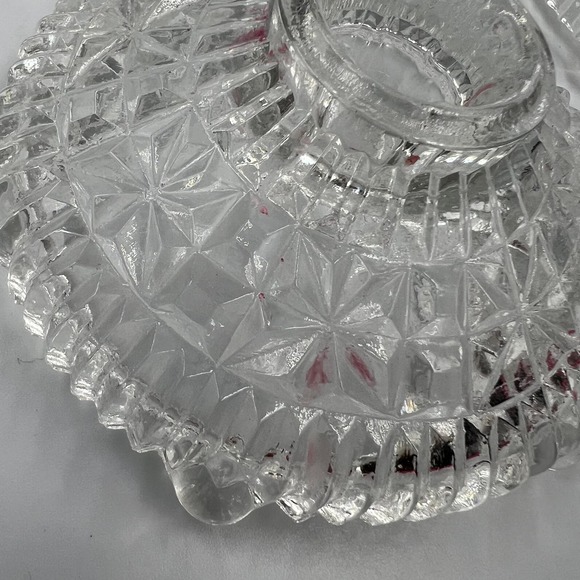 Vintage Pressed Clear Glass Round Footed Candlestick Taper Candle Holder 3 Piece - Picture 3 of 7